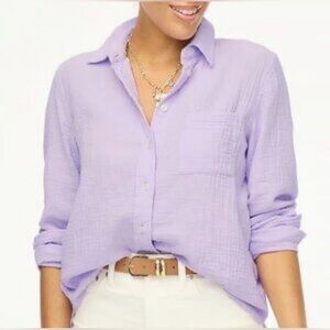 J. Crew 100% Cotton Double Gauze Button Up Minimalist Shirt Lilac 2025 Size L